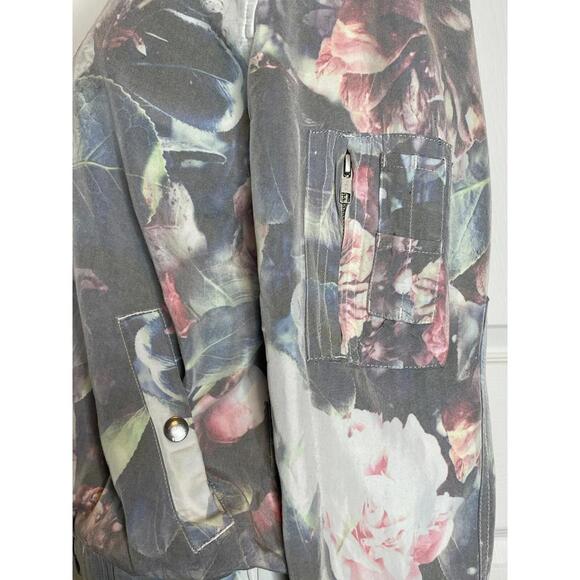 Obey Maven Floral Pastel Bomber Jacket Full Zip Pockets Long Sleeve Womens Sz S - Picture 5 of 9